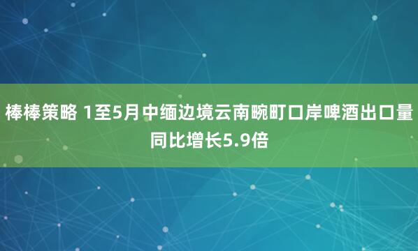 棒棒策略 1至5月中缅边境云南畹町口岸啤酒出口量同比增长5.9倍