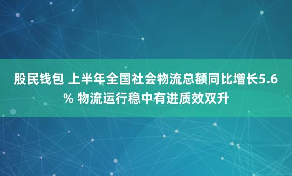 股民钱包 上半年全国社会物流总额同比增长5.6% 物流运行稳中有进质效双升